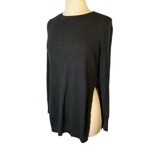 Zara Knit Women's Dark Gray Casual Sweater with Slit Size Small